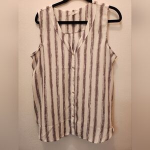 Maurices White and Gray Striped Blouse Suze XL